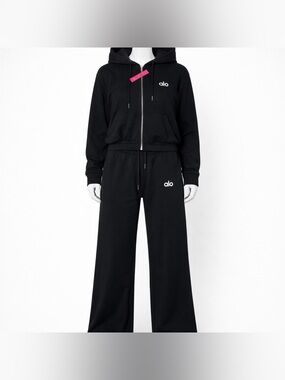 Yoga Black Wide-Leg Lounge Pants